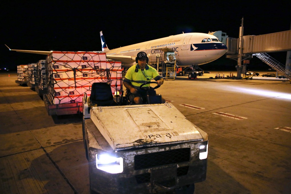 In contrast to passenger volume, Cathay Pacific cargo has grown faster than the increase in capacity every month since May. Photo: Bloomberg