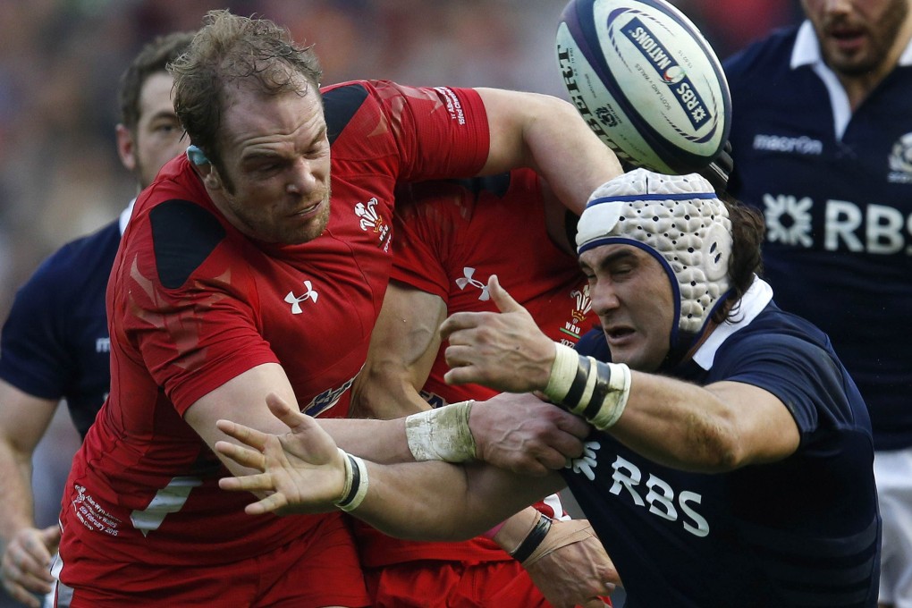 Scotland's Blair Cowan (right) challenges Alun Wyn Jones of Wales during their Six Nations match at Murrayfield. Photo: Reuters