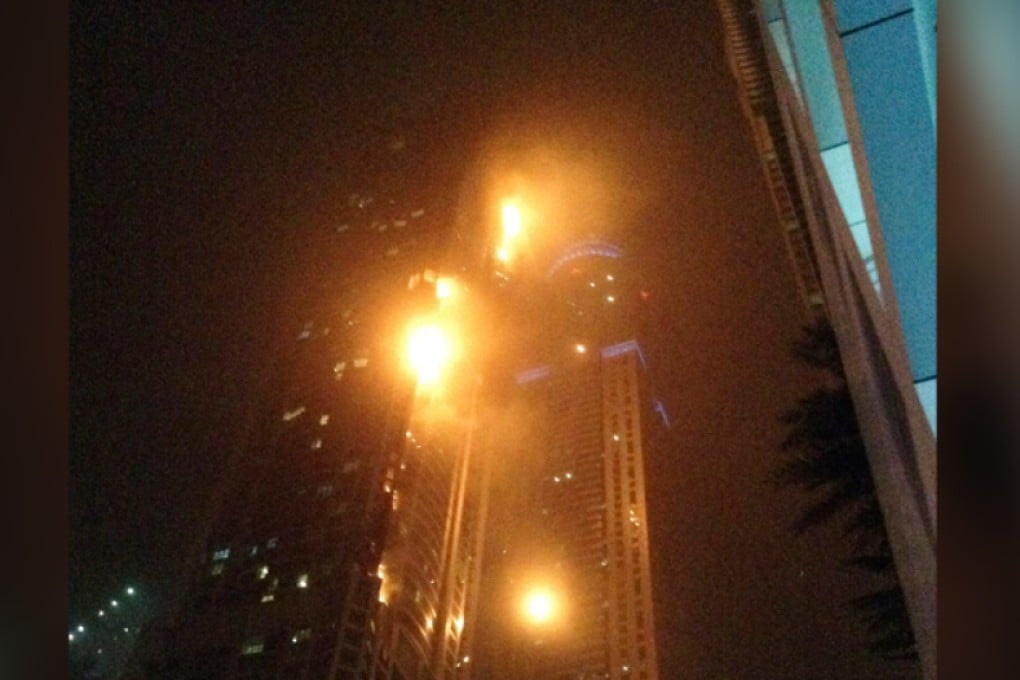 A fire sweeps through the Torch tower in Dubai. Photo: Reuters