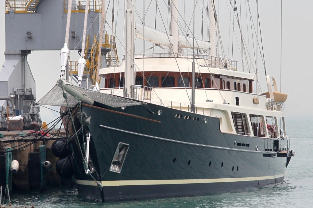 The Eos, a three-masted Bermuda-rigged schooner, is repaired at Hongkong United Dockyards. Yacht owners have long complained about the lack of moorings. Photo: Dickson Lee