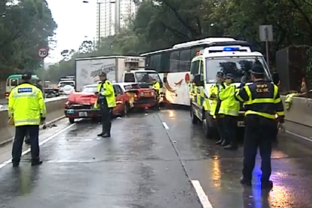 Seven vehicles were involved in the pile-up. Photo: SCMP Pictures