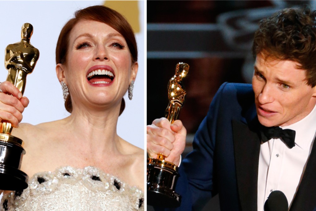 Best actress Julianne Moore (left) and best actor Eddie Redmayne. Photos: Reuters