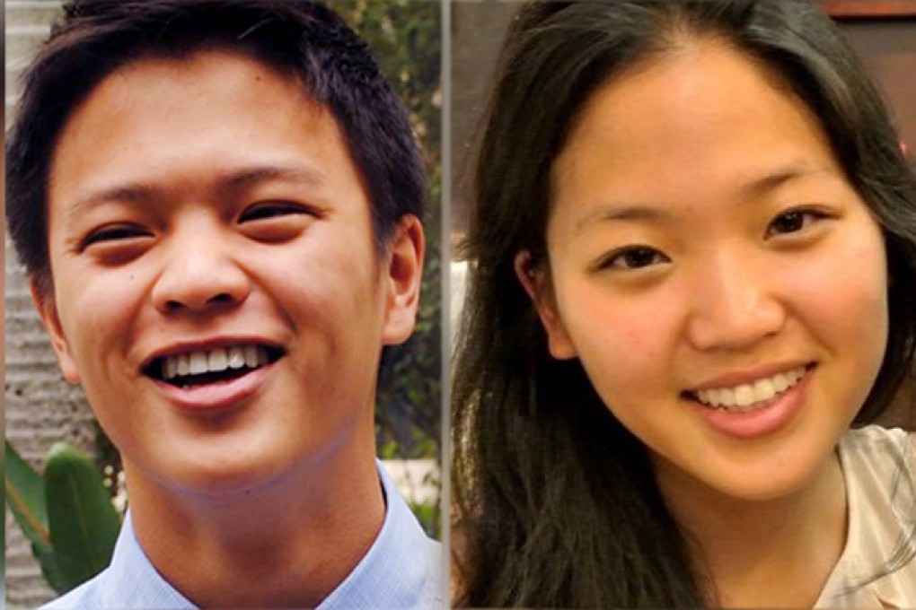 Griffin Lee (left), aged 17, and 20-year-old sister Julia Lee (right) were  in the front seats of the car when the accident happened.