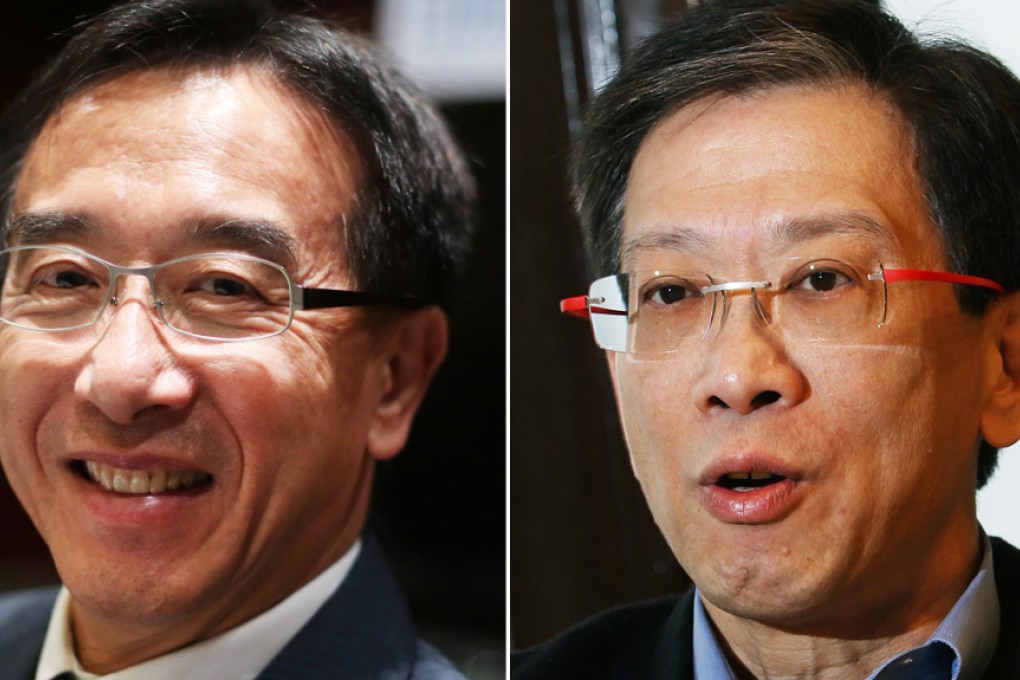 James Tien (left) said Alan Hoo (right) could make suggestions on the hot topic of political reform for the 2017 chief executive election on behalf of the party at the annual CPPCC session in Beijing next month. Photos: Sam Tsang, David Wong