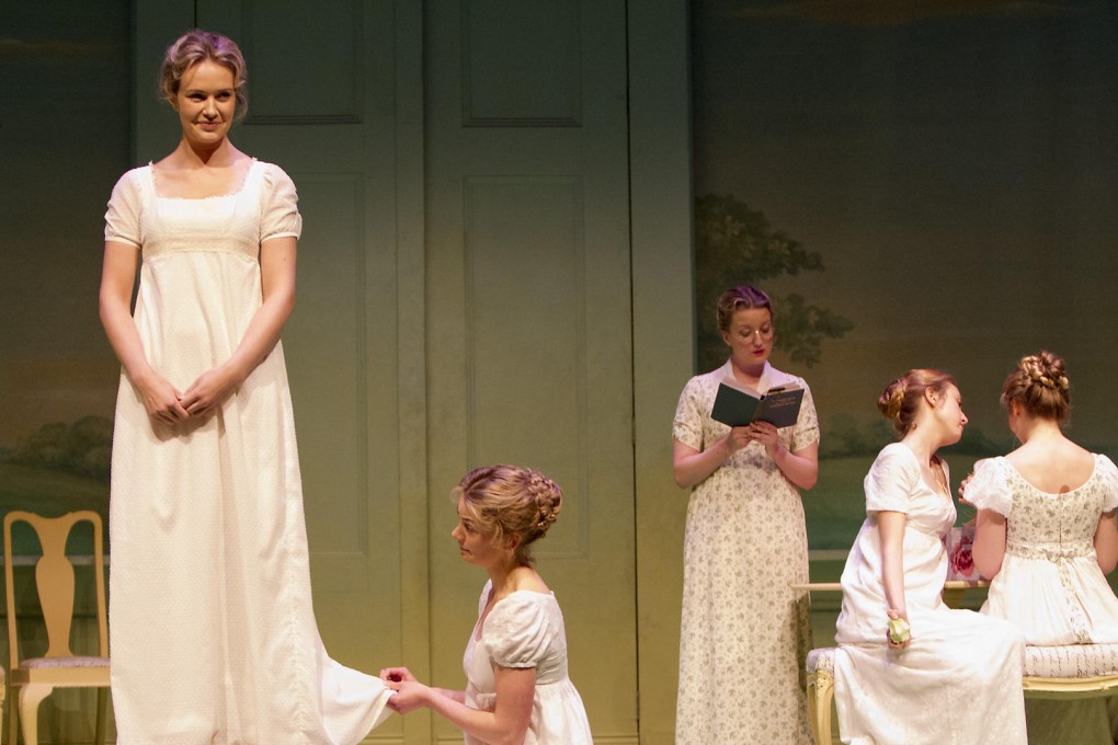 Ladies-in-waiting: (from left) Aoibhin Garrihy, Lorna Quinn, Rachel Gleeson, Kerrie O’Sullivan and Genevieve Hulme Beaman in Pride and Prejudice.