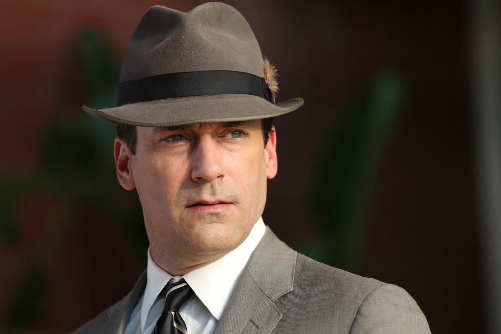 Jon Hamm in Don Draper's fedora and grey suit in Mad Men. Photos: AP, AMC, Princeton