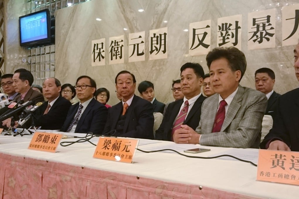 Opponents of the protest speak to media. Photo: Emily Tsang Oi-ying