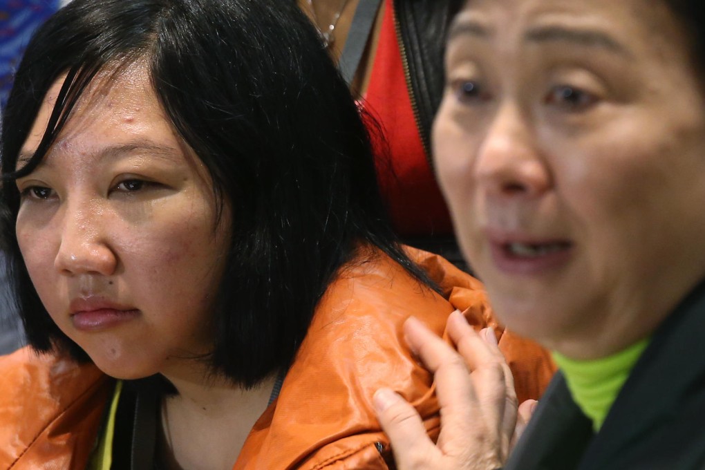 Erwiana (left) and lawmaker Emily Lau yesterday. Photo: David Wong