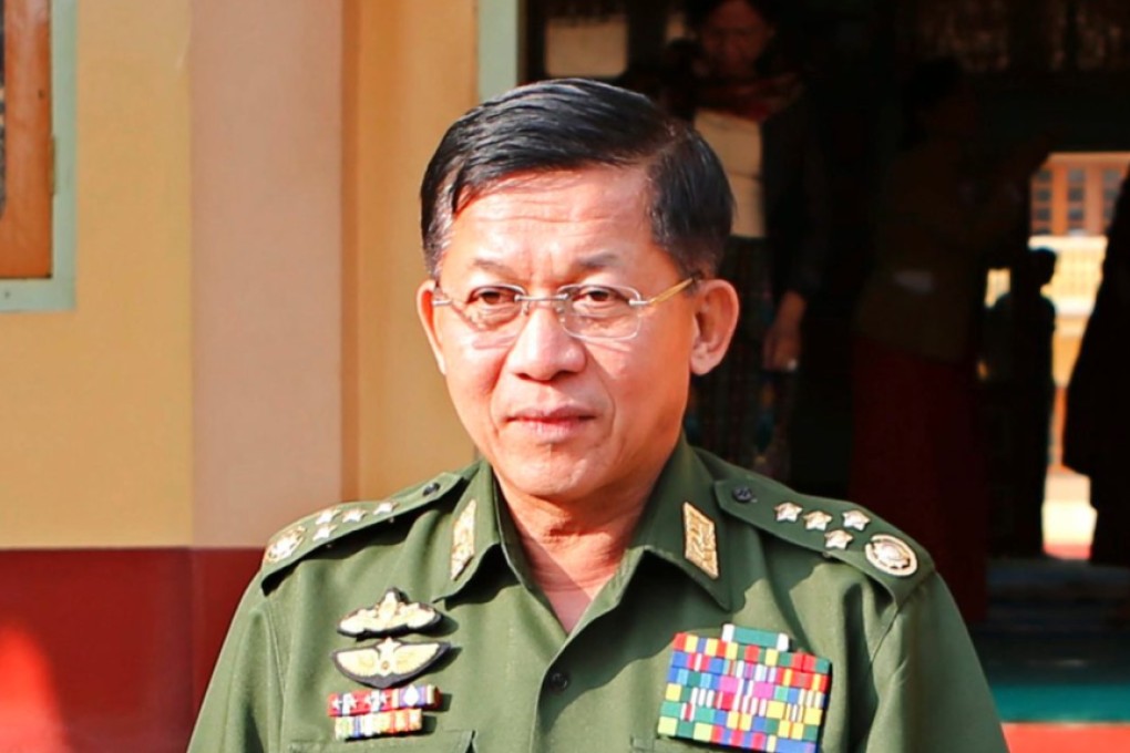 In the photoshopped flyer, the faces of the actors had been replaced by key government and military officials, including current army chief Min Aung Hlaing (above). Photo: EPA