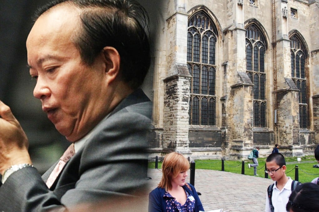 Ma Fung-kwok (left) said the Hong Kong Student Travel Bureau helped secure discounts for students abroad. A British teacher (right) introducing Canterbury Cathedral to students from Hong Kong. Photos: Felix Wong, SCMP