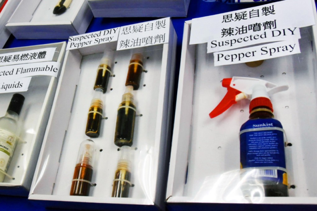 "DIY pepper spray" was found by police. Photo: SCMP Pictures