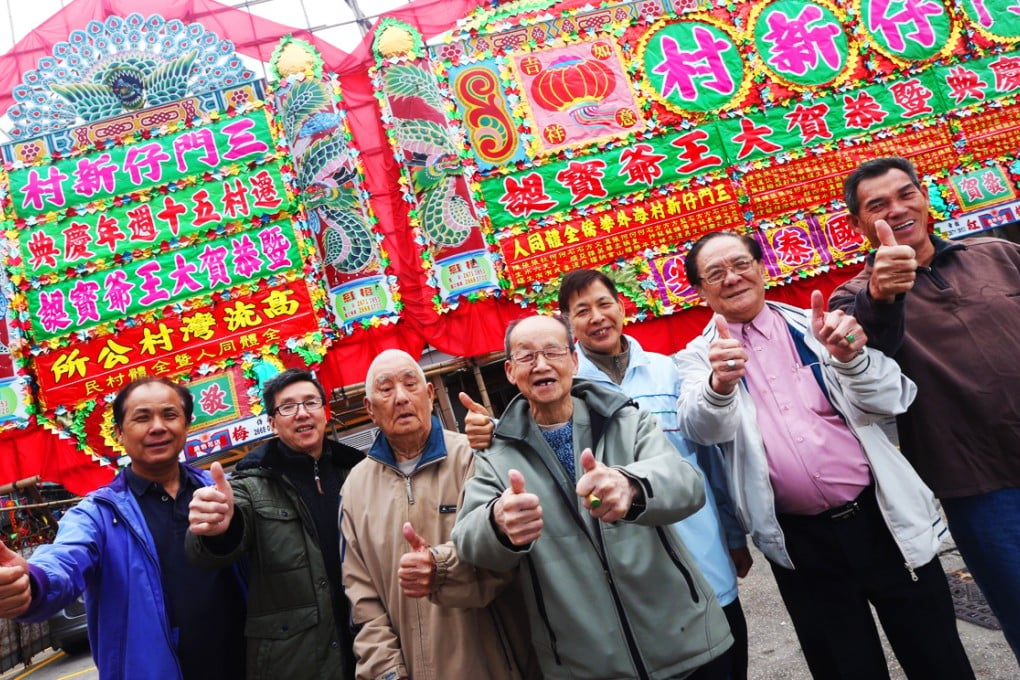 Villagers (from left) Cheung Yan-chee, Cheung Man-kwong, Cheung Leung-chun, Cheung Fat-kwai, Ho Yee, Chan Tai-ho and Ho Chor-sang. Photo: David Wong