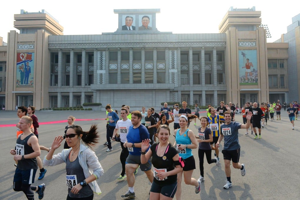 Runners take part in the annual Pyongyang Marathon last year. Officials have already announced that foreigners will not be able to participate in the Pyongyang marathon next month, although they might have time to reverse that decision. Photo: Kyodo