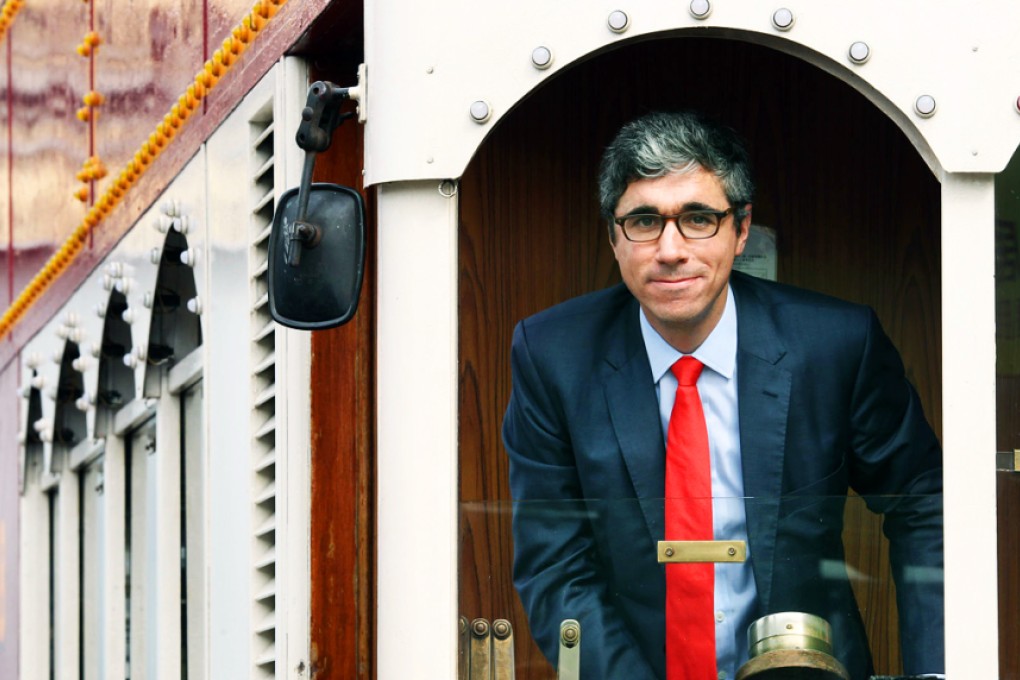 Hong Kong Tramways managing director Emmanuel Vivant aboard a private-hire tram at the firm's Whitty Street depot. Photo: May Tse