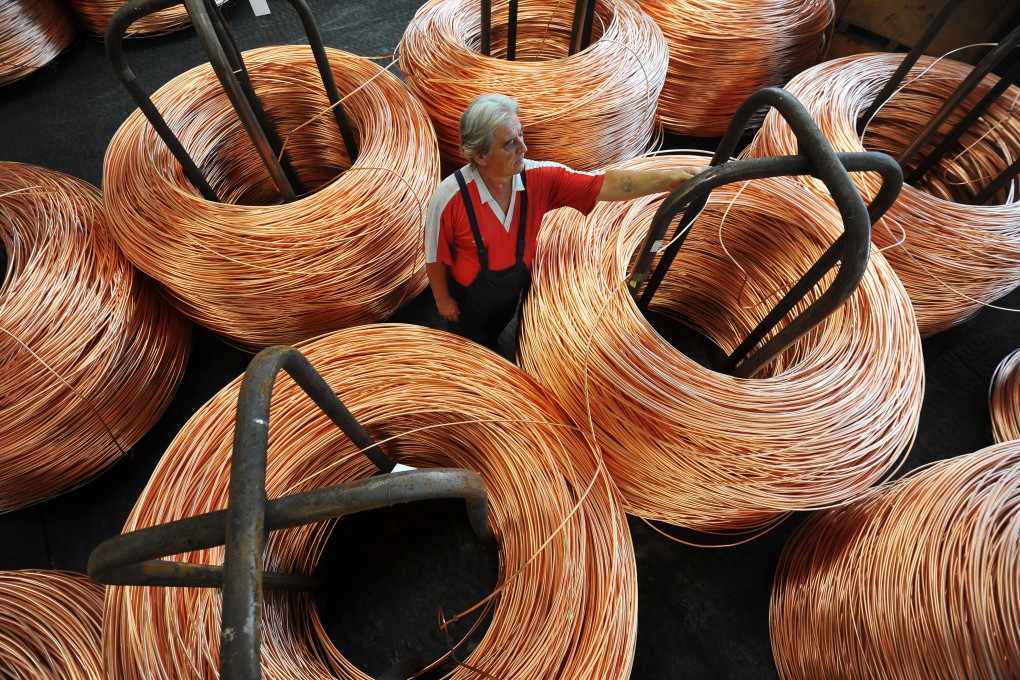 The price of copper has rebounded to a seven-week high of US$5,960 a tonne. Photo: Bloomberg