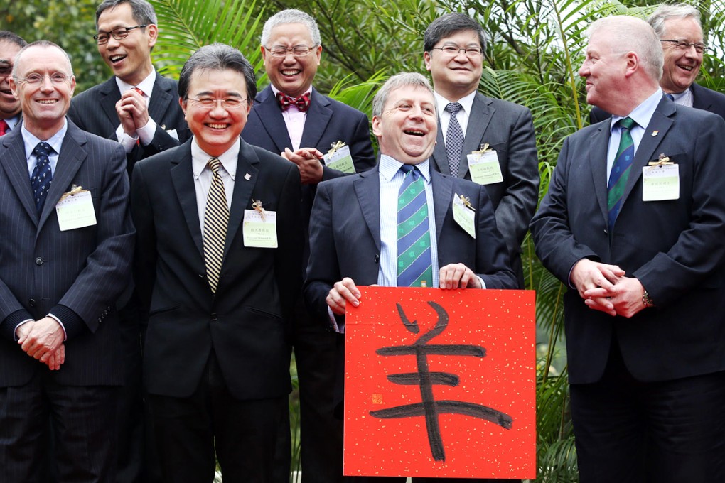 University of Hong Kong vice chancellor Peter Mathieson (front, second from right) at the HKU Spring Reception yesterday. Photo: Sam Tsang