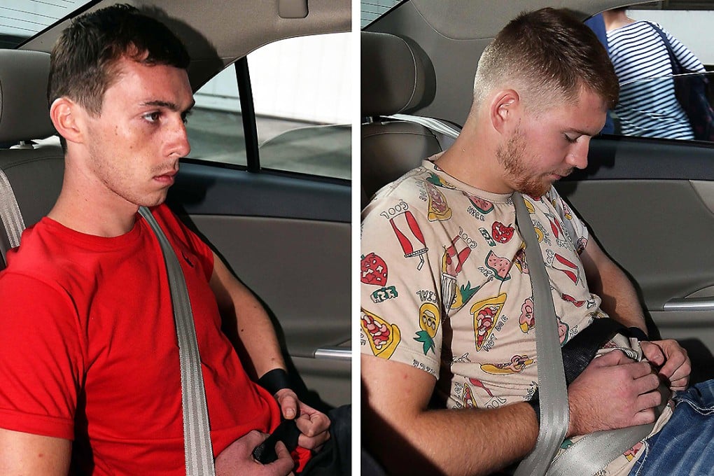 Andreas Von Knorre and Elton Hinz arrive at the State Court in Singapore. Photo: Reuters