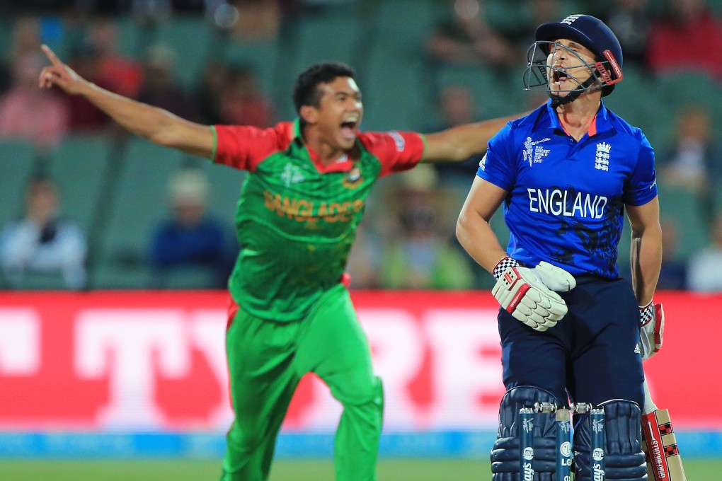 England batsman James Taylor reacts after he was dismissed by Bangladesh bowler Taskin Ahmed during Bangladesh's defeat of England by 15 runs. Photo: AP