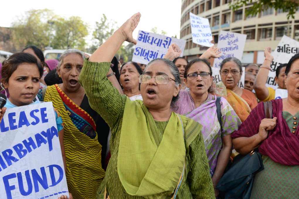 Demonstrators in Ahmedabad call for women's equality and for the severe punishment of convicted rapists, on the eve of International Women's Day. Photo: AFP