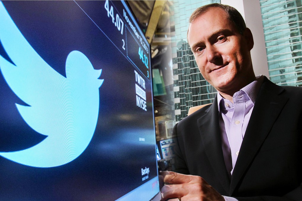 Twitter head of sales for emerging markets Peter Greenberger. Twitter, listed on the New York Stock Exchange, has been blocked in China for the past six years. Photos: Reuters, May Tse