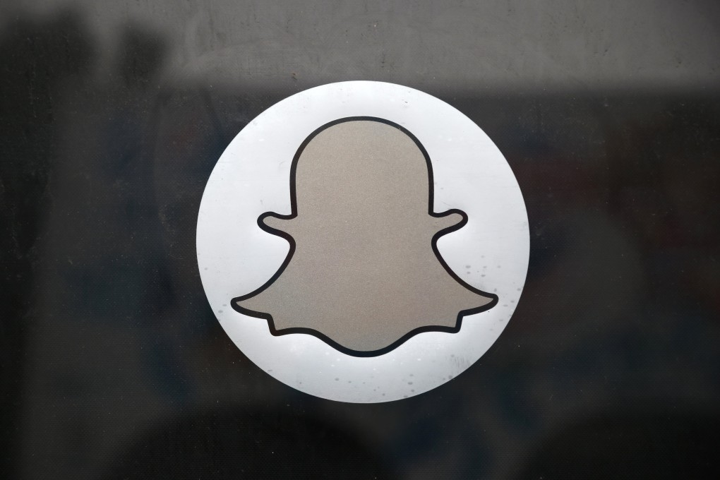 The Snapchat logo seen on the door of their headquarters in Venice, Los Angeles, California. Photo: Reuters