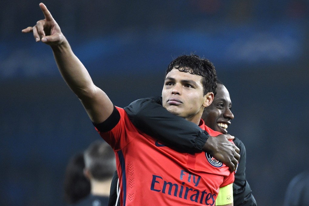 Thiago Silva celebrates his goal. Photo: EPA