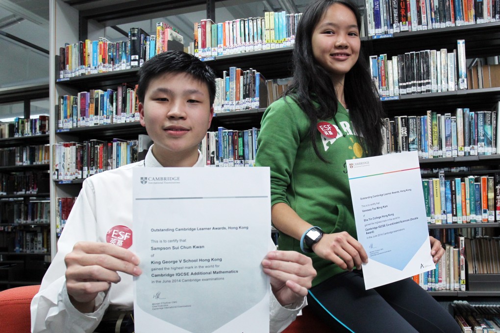 Sampson Kwan Sui-chun (left) has excelled in his international exams. Photo: May Tse