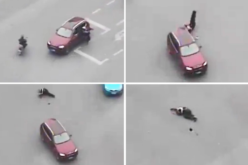 Surveillance camera footage of the accident in Shanghai. Photos: SCMP Pictures