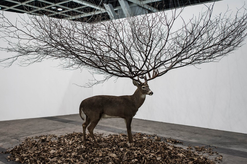 An untitled work by Korean artist Myeongbeom Kim at the Art Basel art fair at the Hong Kong Convention and Exhibition Centre. Photo: AFP