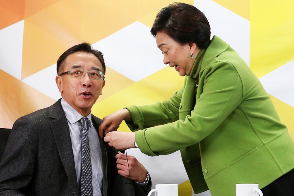 James Tien attends Emily Lau's (right) talk show. Photo: K.Y. Cheng