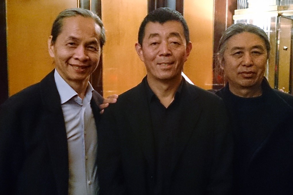 From left: The MoCA's Samuel Kung, Gu Changwei and Chinese American painter Tian Wei. Photo: Kevin Kwong