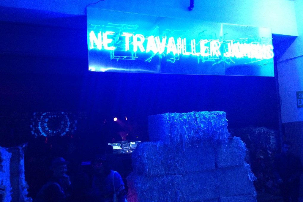 Bales of shredded paper decorating the Chai Wan Nites venue were a nod to the area's industrial nature. Photo: Edmund Lee