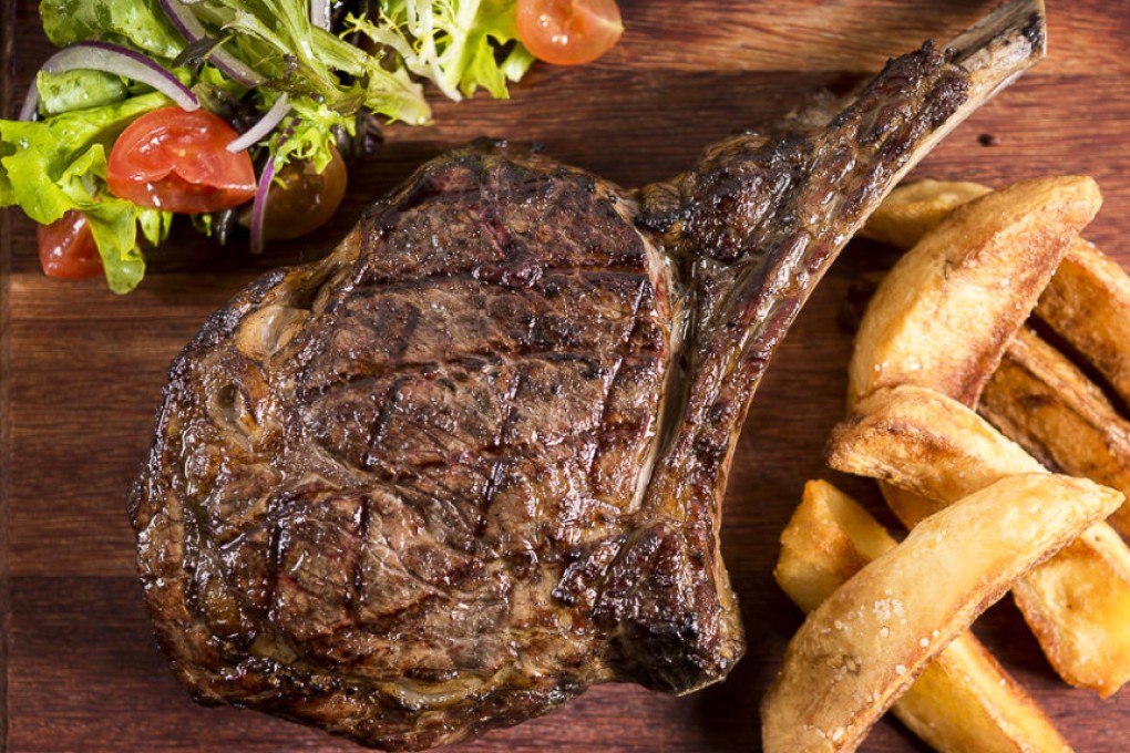 Dry-aged steak with chips