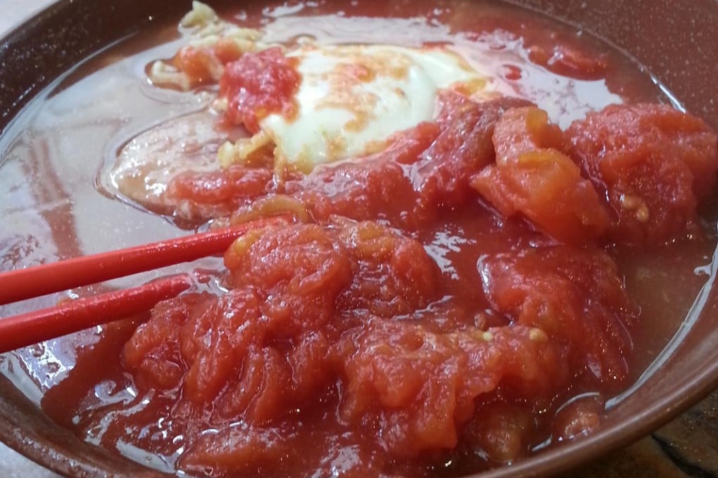 Tomato-based soup dishes (above) and bread (below)