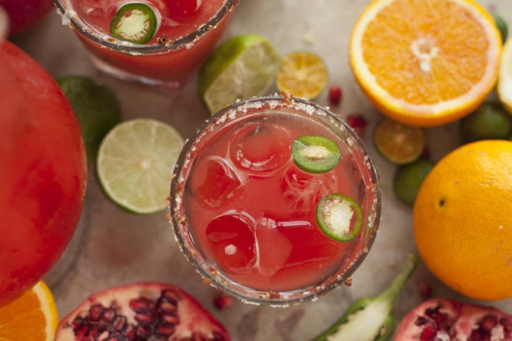 Pomegranate and watermelon margarita