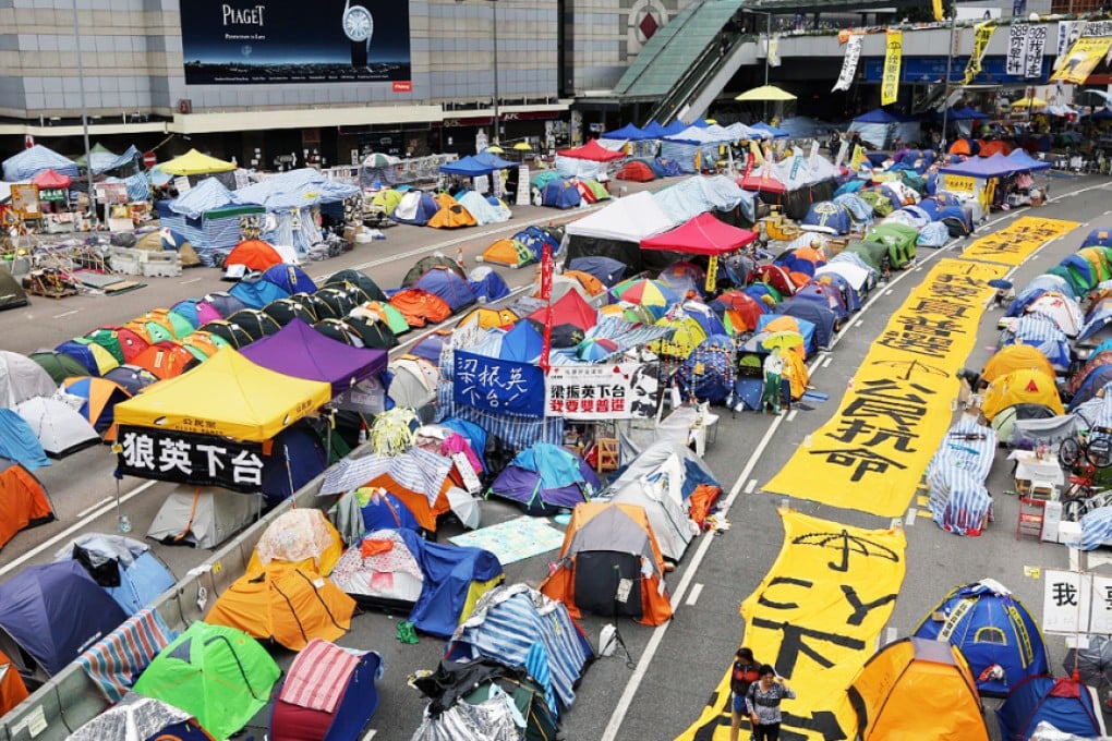 Tents are set up by pro-democracy protesters at protest site in Admiralty during the Occupy Central movement. Photo: Sam Tsang