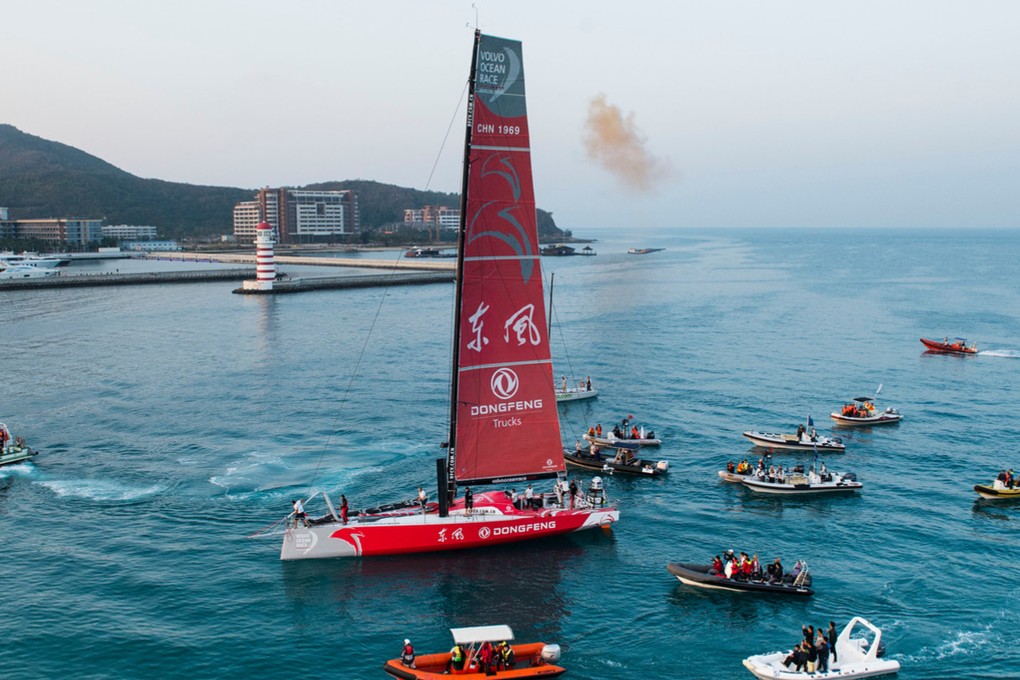 Dongfeng Race Team, seen in the Chinese port of Sanya after an earlier leg of the race, led the fleet out of Auckland. Photo: SCMP Pictures