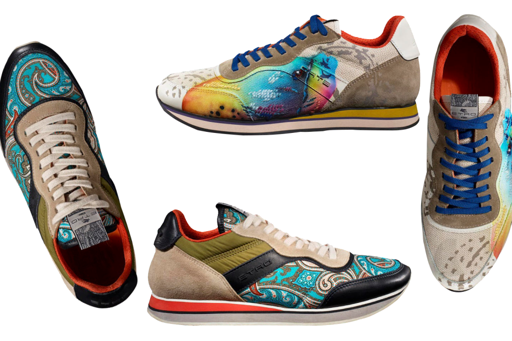 For men: Fancy Etro trainers, and sophisticated Hackett