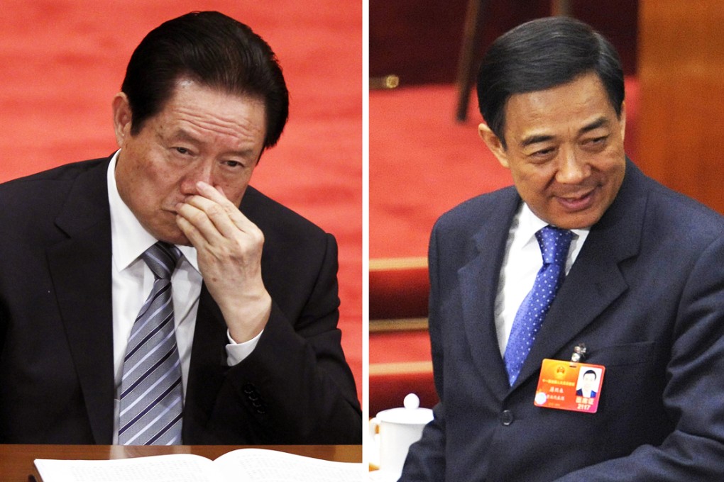 Speculation is mounting that Zhou Yongkong (left) and Bo Xilai (right) had formed factions to challenge the leadership of the party. Photos: AP, AFP