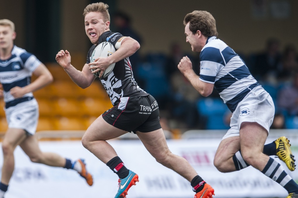 Jack Walsh dashes to the tryline for Samurai at Hong Kong Football Club on Wednesday. Photos: SCMP Pictures