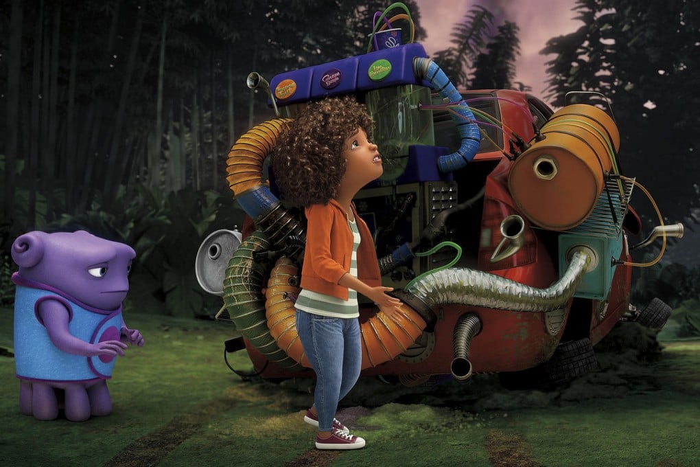 Oh (left), voiced by Jim Parsons, with Gratuity "Tip" Tucci, voiced by Rihanna.