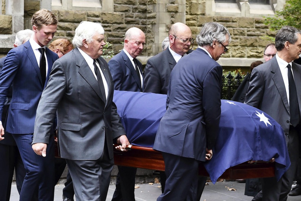 Pall bearers carry the casket of former PM Malcom Fraser. Photo: AP