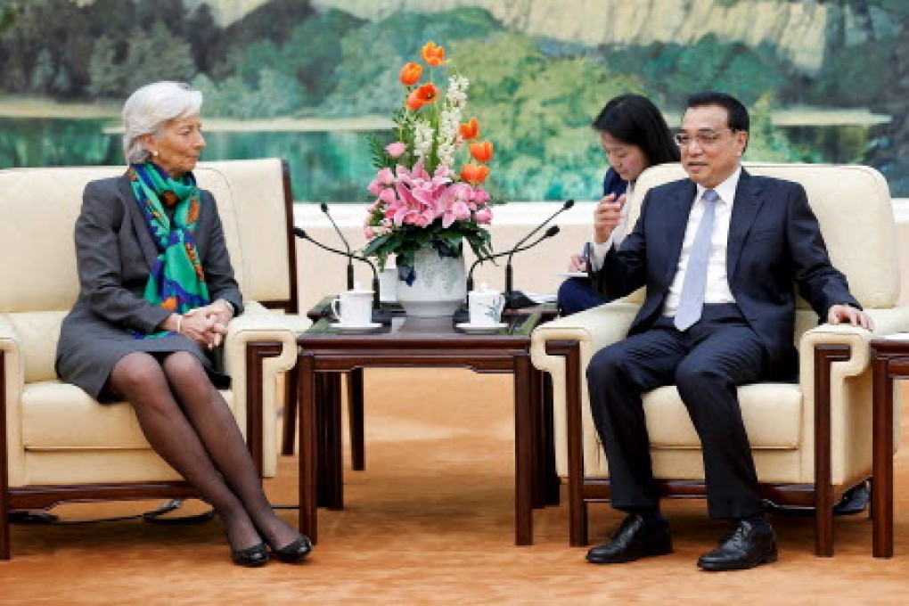 IMF managing director Christine Lagarde held talks with Premier Li Keqiang in Beijing on Monday. Photo: Reuters