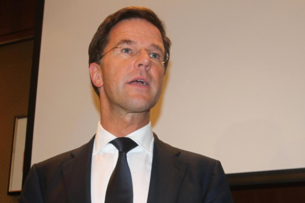 Dutch Prime Minister Mark Rutte yesterday praised China's international initiatives including the 'One Belt, One Road' economic strategy and its leading role in the Asian Infrastructure and Investment Bank. Photo: Mimi Lau