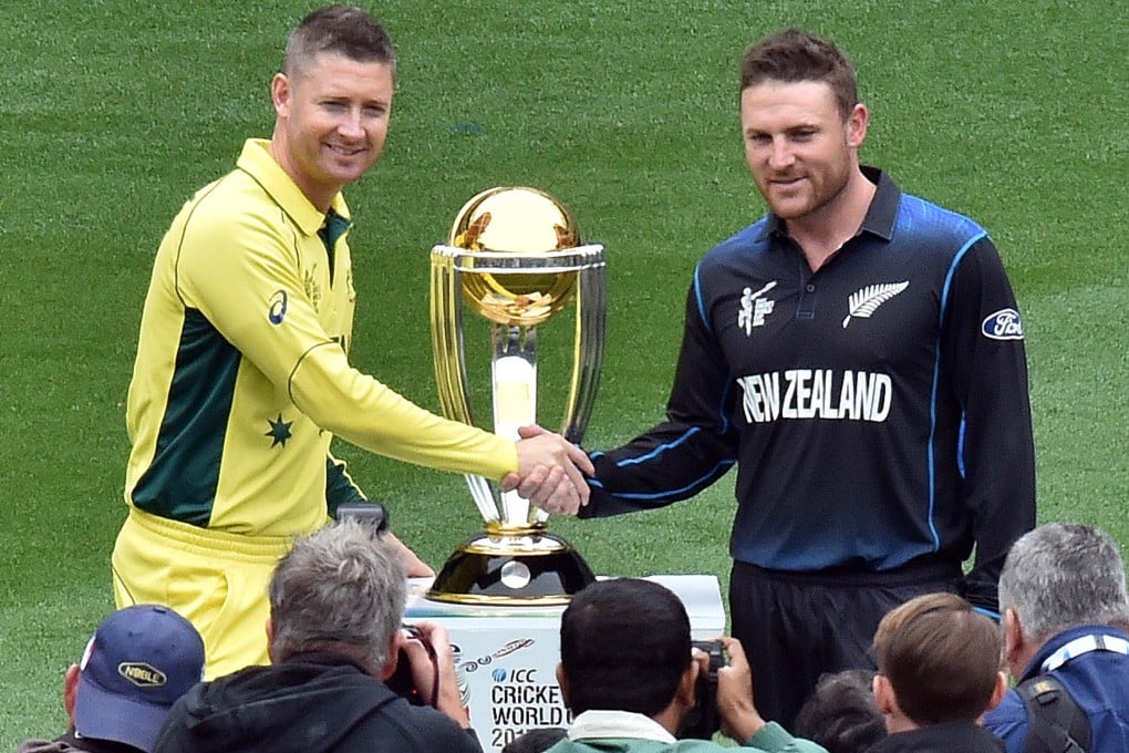 May the best man win: Rival captains Michael Clarke of Australia and Brendon McCullum of New Zealand shake hands ahead of the Cricket World Cup final in Melbourne. Photos: AFP