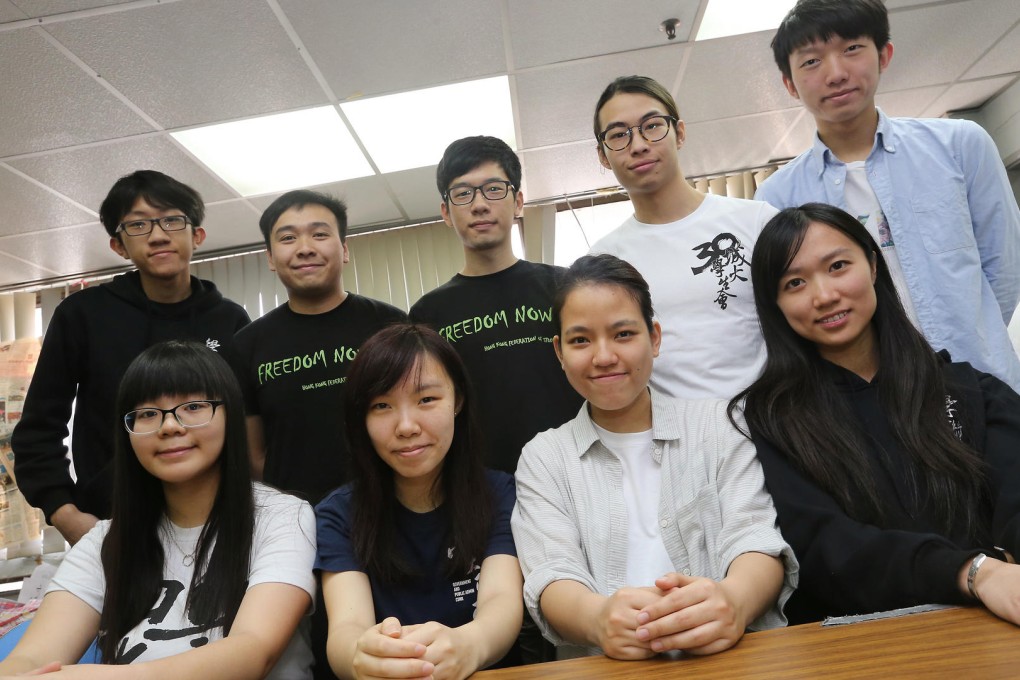New leaders, including Nathan Law (back, centre). Photo: David Wong