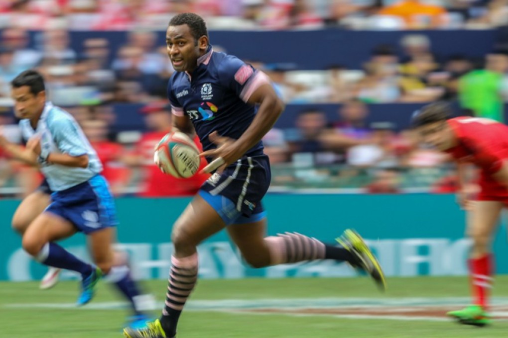 Joe Nayacavou on the charge for Scotland during their Bowl semi-final win against Wales. Photo: Nora Tam/SCMP