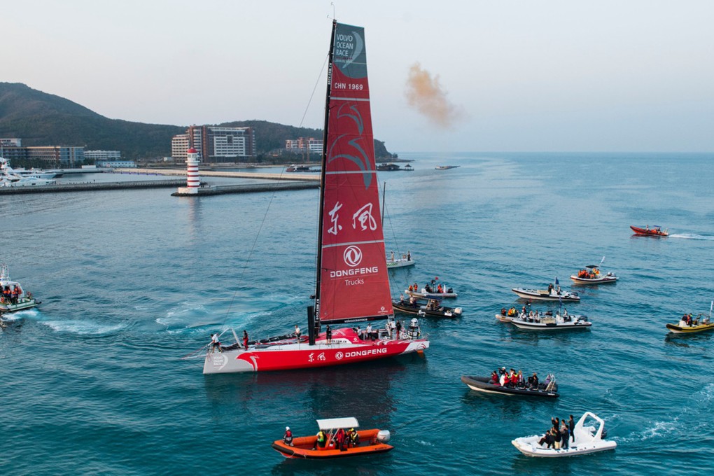 Dongfeng Race Team arrive into Sanya as winners of Leg 3 after 23 days of sailing. Photo: SCMP Pictures