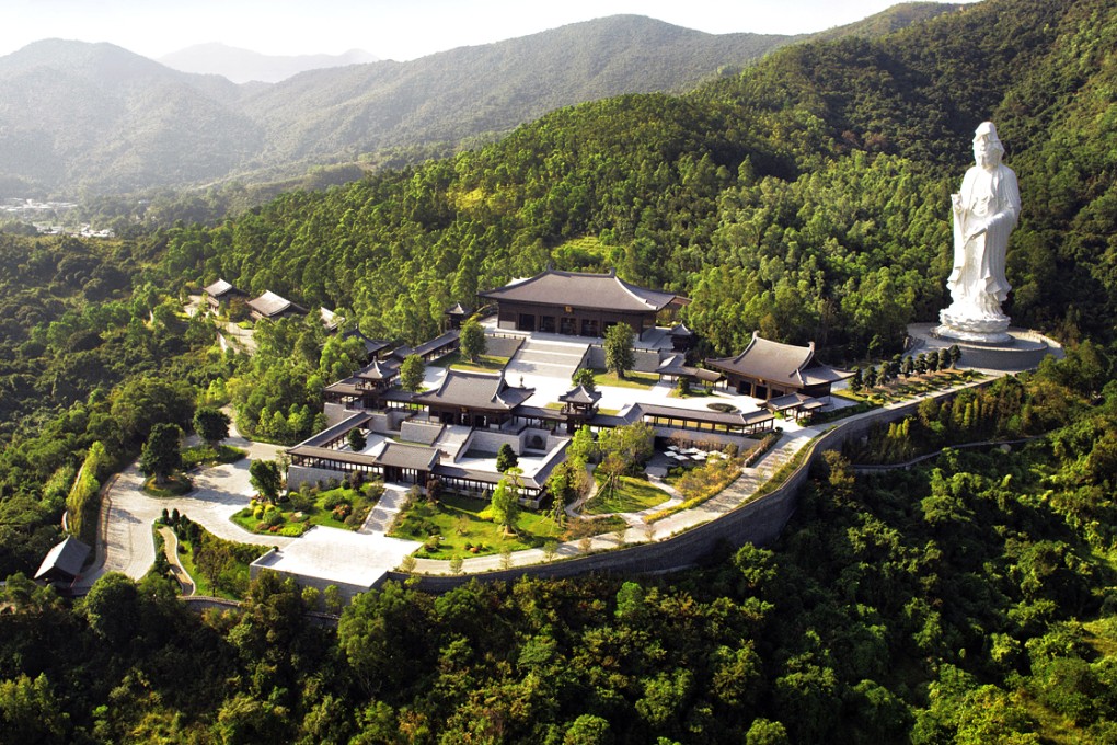 The statue of goddess Kwun Yum towers majestically over the monastery in its idyllic hillside setting in Tai Po. Photo: Tsz Shan Monastery