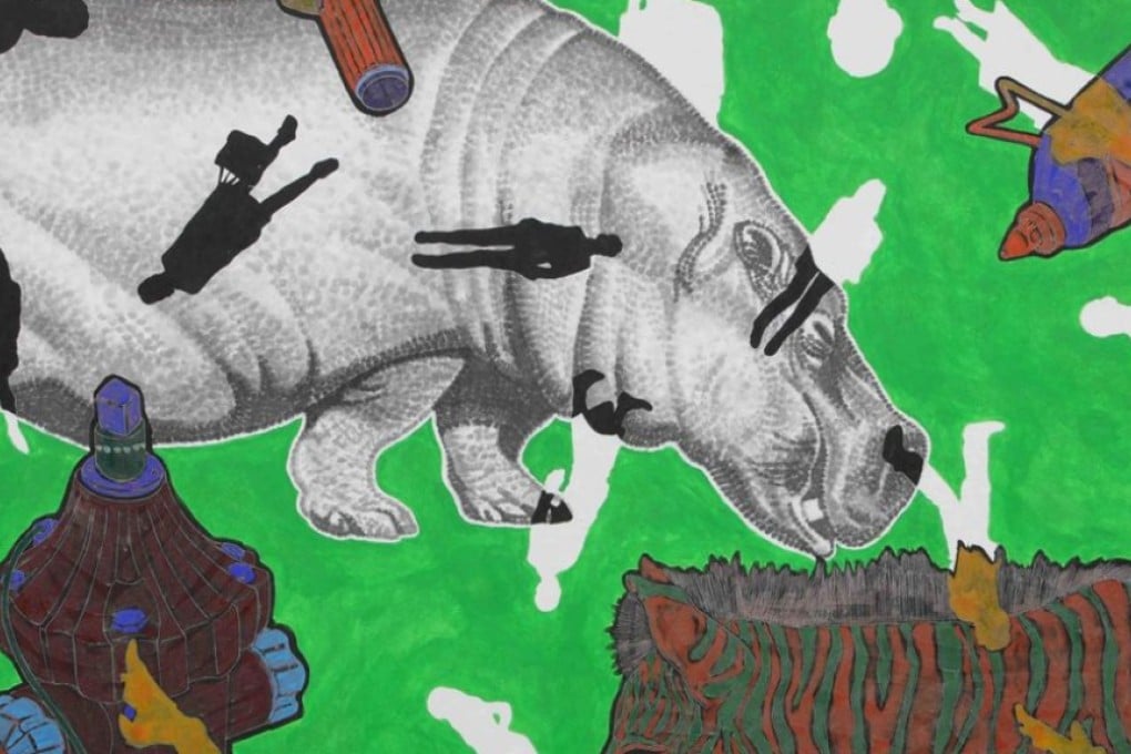 Images of animals are prevalent in Hur Jin's work at Moon Gallery.